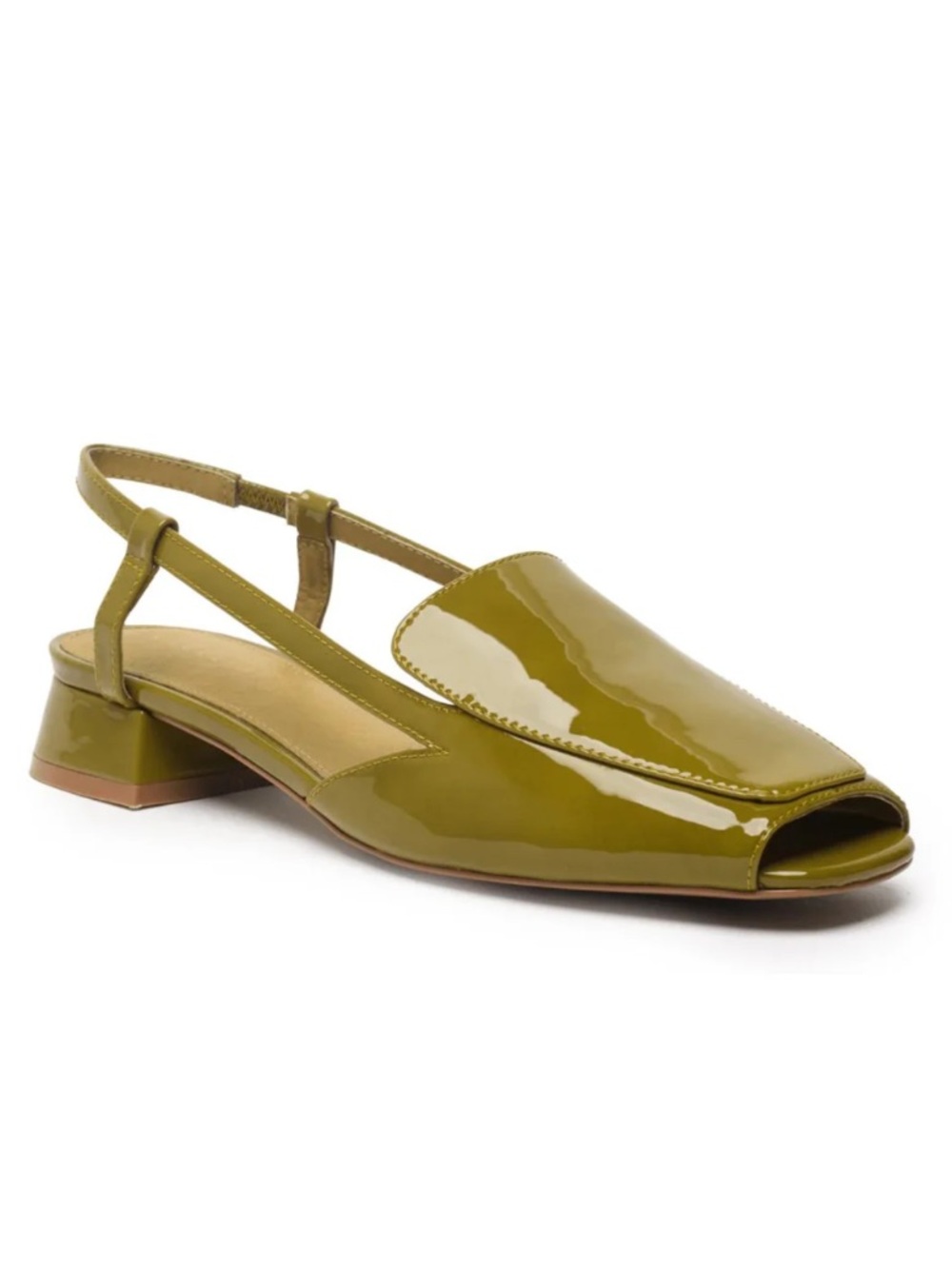 Cecelia Monty Open Toe Sling Back Evergreen Patent Leather Shoes 7